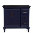 37 in. Single Wooden Vanity  Blue Black Galaxy Rectangle Left Door.Left Sink