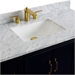 49 in. Single Wooden Vanity  Blue with White Carrara Marble Rectangle Sink
