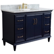 49 in. Single Wooden Vanity  Blue with White Carrara Marble Rectangle Sink