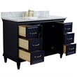 49 in. Single Wooden Vanity  Blue with White Carrara Marble Rectangle Sink