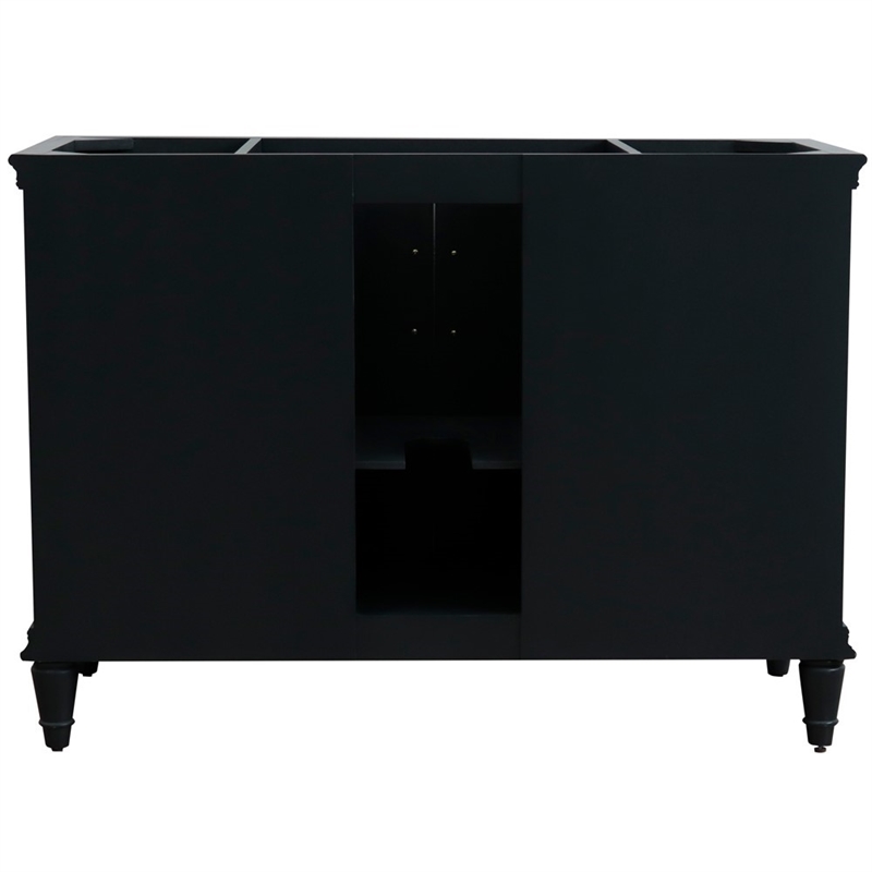 49 in. Single Wooden Vanity  Dark Gray with Black Galaxy Granite Rectangle Sink