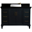 49 in. Single Wooden Vanity  Dark Gray with Black Galaxy Granite Rectangle Sink