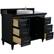 49 in. Single Wooden Vanity  Dark Gray with Black Galaxy Granite Rectangle Sink