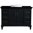 49 in. Single Wooden Vanity  Dark Gray with Black Galaxy Granite Rectangle Sink