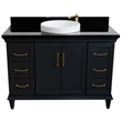 49 in. Single Wooden Vanity  Dark Gray with Black Galaxy Granite Rectangle Sink