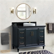 49 in. Single Wooden Vanity  Dark Gray with Black Galaxy Granite Rectangle Sink