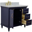 37 in. Single Wooden Vanity  Blue Gray Granite Oval Left Door.Left Sink