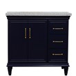 37 in. Single Wooden Vanity  Blue Gray Granite Oval Left Door.Left Sink