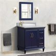 37 in. Single Wooden Vanity  Blue Gray Granite Round Left Door.Left Sink