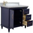 37 in. Single Wooden Vanity  Blue Gray Granite Round Left Door.Left Sink