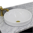 37 in. Single Wooden Vanity  Blue White Carrara Round Left Door.Left Sink
