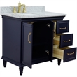 37 in. Single Wooden Vanity  Blue White Carrara Rectangle Left Door.Left Sink