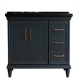37 in. Single Vanity Dark Gray Black Galaxy Rectangle Left Door.Left Sink