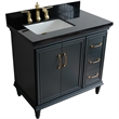 37 in. Single Vanity Dark Gray Black Galaxy Rectangle Left Door.Left Sink