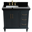 37 in. Single Vanity Dark Gray Black Galaxy Rectangle Left Door.Left Sink