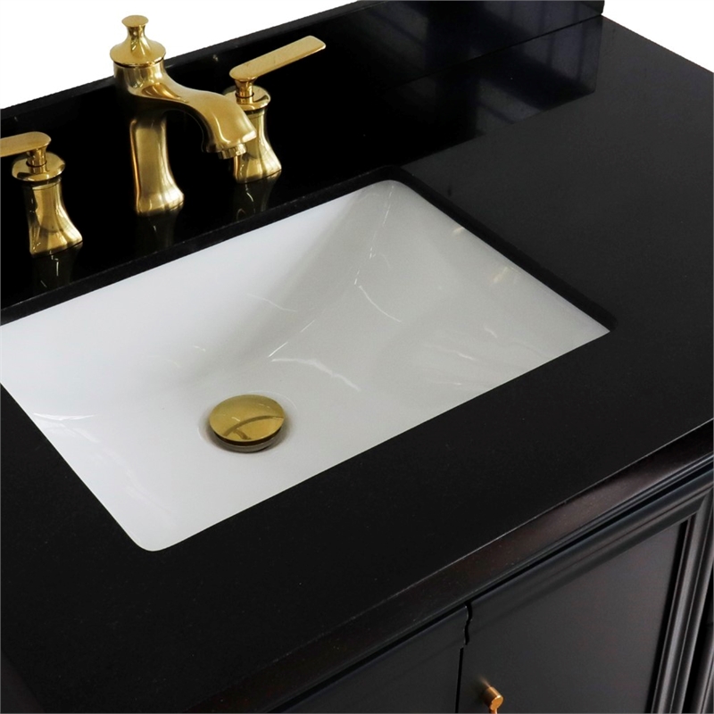 37 in. Single Vanity Dark Gray Black Galaxy Rectangle Left Door.Left Sink