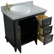 37 in. Single Wooden Vanity  Dark Gray Gray Granite Round Left Door.Left Sink