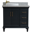 37 in. Single Wooden Vanity  Dark Gray Gray Granite Round Left Door.Left Sink