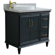 37 in. Single Wooden Vanity  Dark Gray Gray Granite Round Left Door.Left Sink