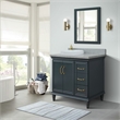 37 in. Single Wooden Vanity  Dark Gray Gray Granite Round Left Door.Left Sink