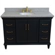 49 in. Single Wooden Vanity  Dark Gray with Gray Granite Oval Sink