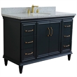 49 in. Single Wooden Vanity  Dark Gray with Gray Granite Oval Sink