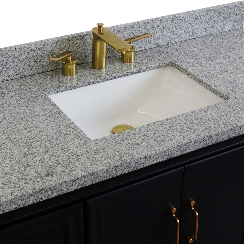 49 in. Single Wooden Vanity  Dark Gray with Gray Granite Rectangle Sink