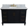 49 in. Single Wooden Vanity  Dark Gray with White Carrara Marble Rectangle Sink