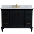 49 in. Single Wooden Vanity  Dark Gray with White Carrara Marble Rectangle Sink