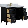 49 in. Single Wooden Vanity  Dark Gray with White Carrara Marble Rectangle Sink
