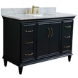 49 in. Single Wooden Vanity  Dark Gray with White Carrara Marble Rectangle Sink