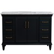 49 in. Single Wooden Vanity  Dark Gray with White Carrara Marble Rectangle Sink