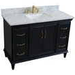 49 in. Single Wooden Vanity  Dark Gray with White Carrara Marble Rectangle Sink