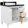 37 in. Single Wooden Vanity  White Black Galaxy Round Left Door.Left Sink