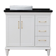 37 in. Single Wooden Vanity  White Black Galaxy Round Left Door.Left Sink