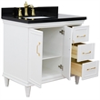 37 in. Single Wooden Vanity  White Black Galaxy Rectangle Left Door.Left Sink