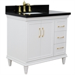37 in. Single Wooden Vanity  White Black Galaxy Rectangle Left Door.Left Sink