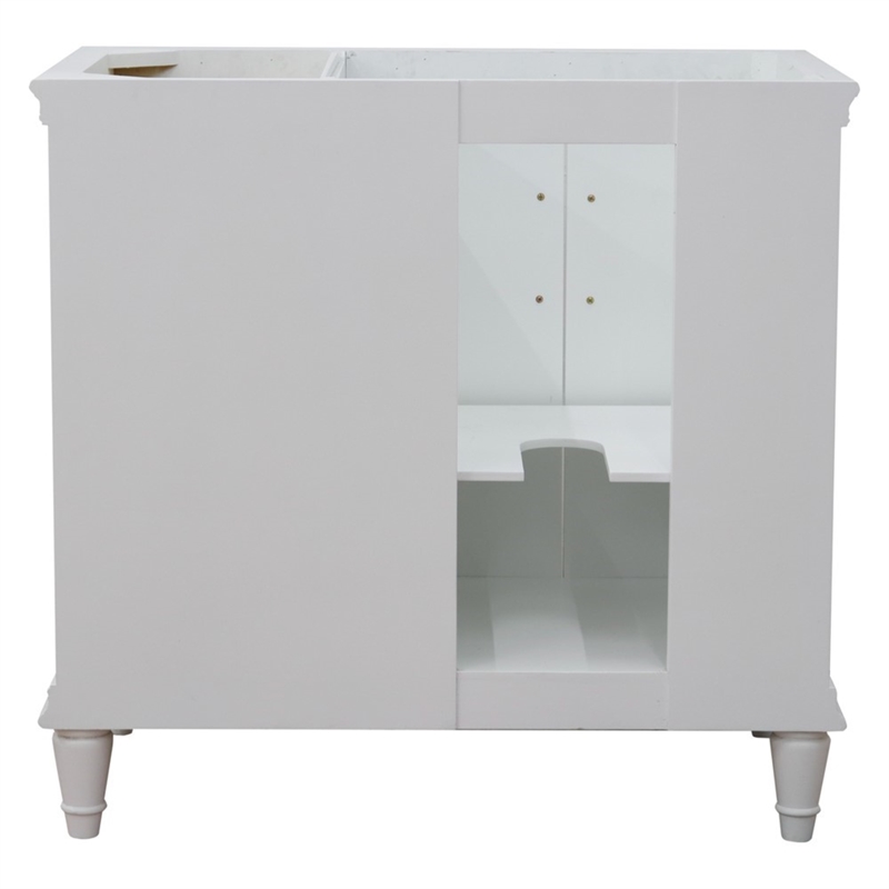 37 in. Single Wooden Vanity  White Black Galaxy Rectangle Left Door.Left Sink