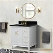 37 in. Single Wooden Vanity  White Black Galaxy Rectangle Left Door.Left Sink