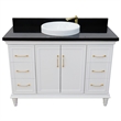 49 in. Single Wooden Vanity  White with Black Galaxy Granite Rectangle Sink