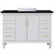 49 in. Single Wooden Vanity  White with Black Galaxy Granite Rectangle Sink