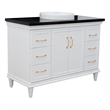 49 in. Single Wooden Vanity  White with Black Galaxy Granite Rectangle Sink