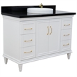 49 in. Single Wooden Vanity  White with Black Galaxy Granite Rectangle Sink