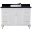 49 in. Single Wooden Vanity  White with Black Galaxy Granite Rectangle Sink