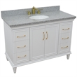 49 in. Single Wooden Vanity  White with Gray Granite Oval Sink