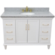 49 in. Single Wooden Vanity  White with Gray Granite Oval Sink