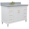 49 in. Single Wooden Vanity  White with Gray Granite Oval Sink