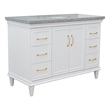 49 in. Single Wooden Vanity  White with Gray Granite Oval Sink