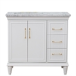 37 in. Single Wooden Vanity  White White Carrara Rectangle Left Door.Left Sink