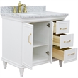 37 in. Single Wooden Vanity  White White Carrara Rectangle Left Door.Left Sink